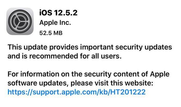 镇原苹果手机维修分享iOS12.5.2发布，建议所有老苹果用户安装 